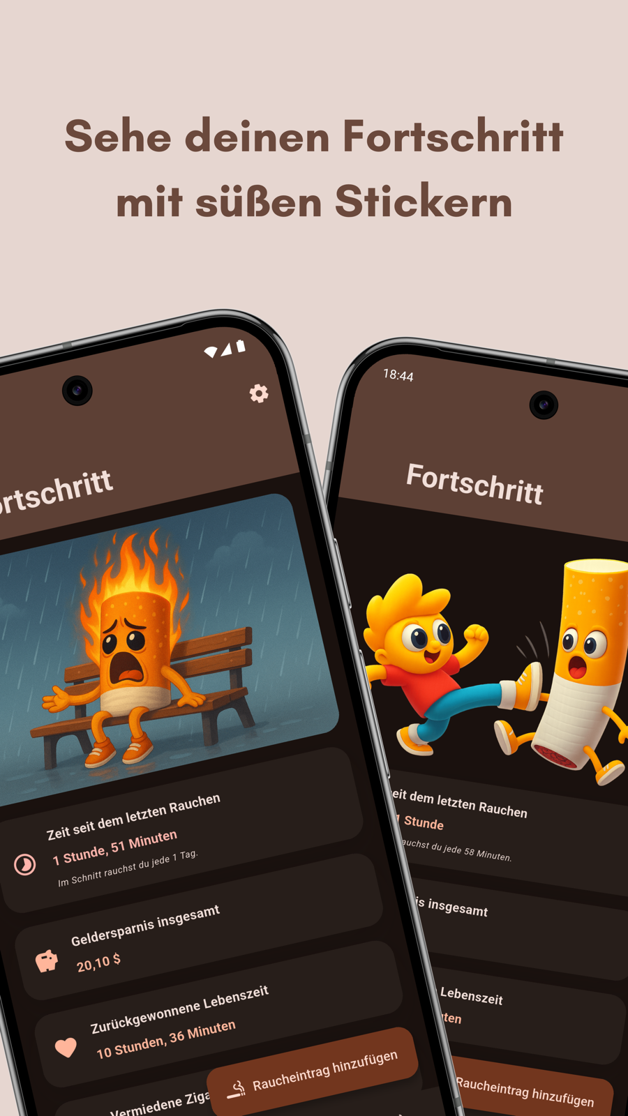 Niqo Fortschritt Screens mit motivierenden Stickern und Statistiken Niqo Fortschritt Screens mit motivierenden Stickern und Statistiken